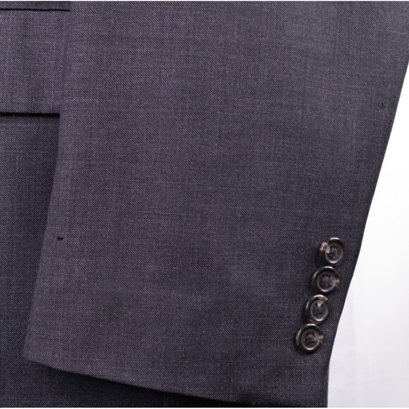 Ralph Lauren Mens Two Button Gray Blazer Wool Solid Sport Coat Jacket Size 48L - Picture 9 of 15